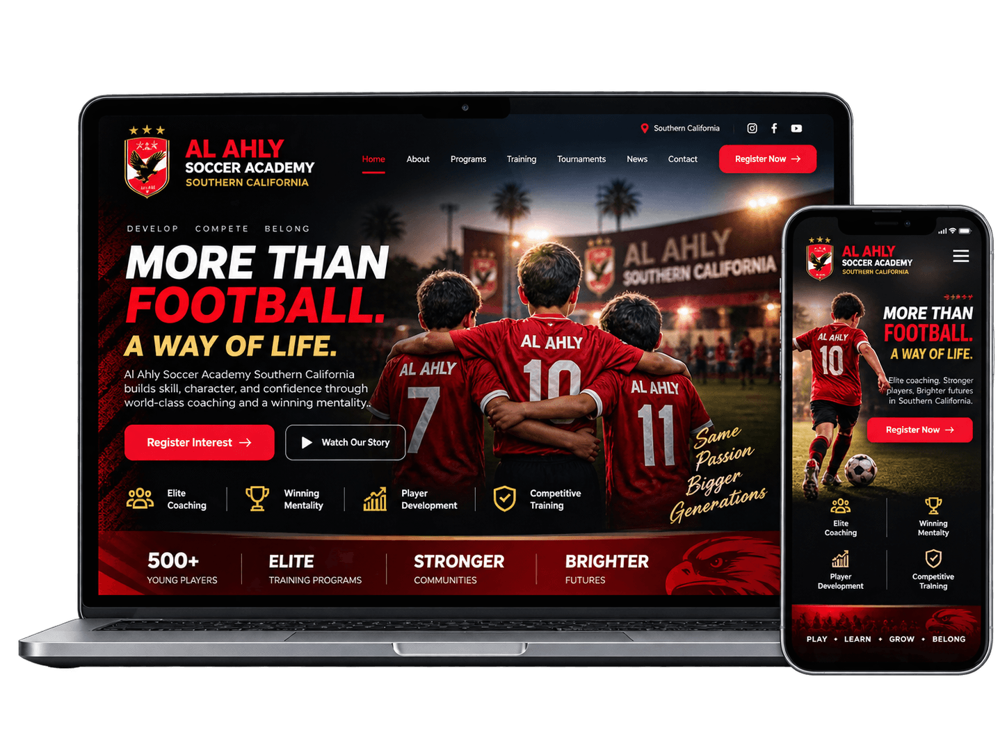 Al Ahly Soccer Academy device mockup