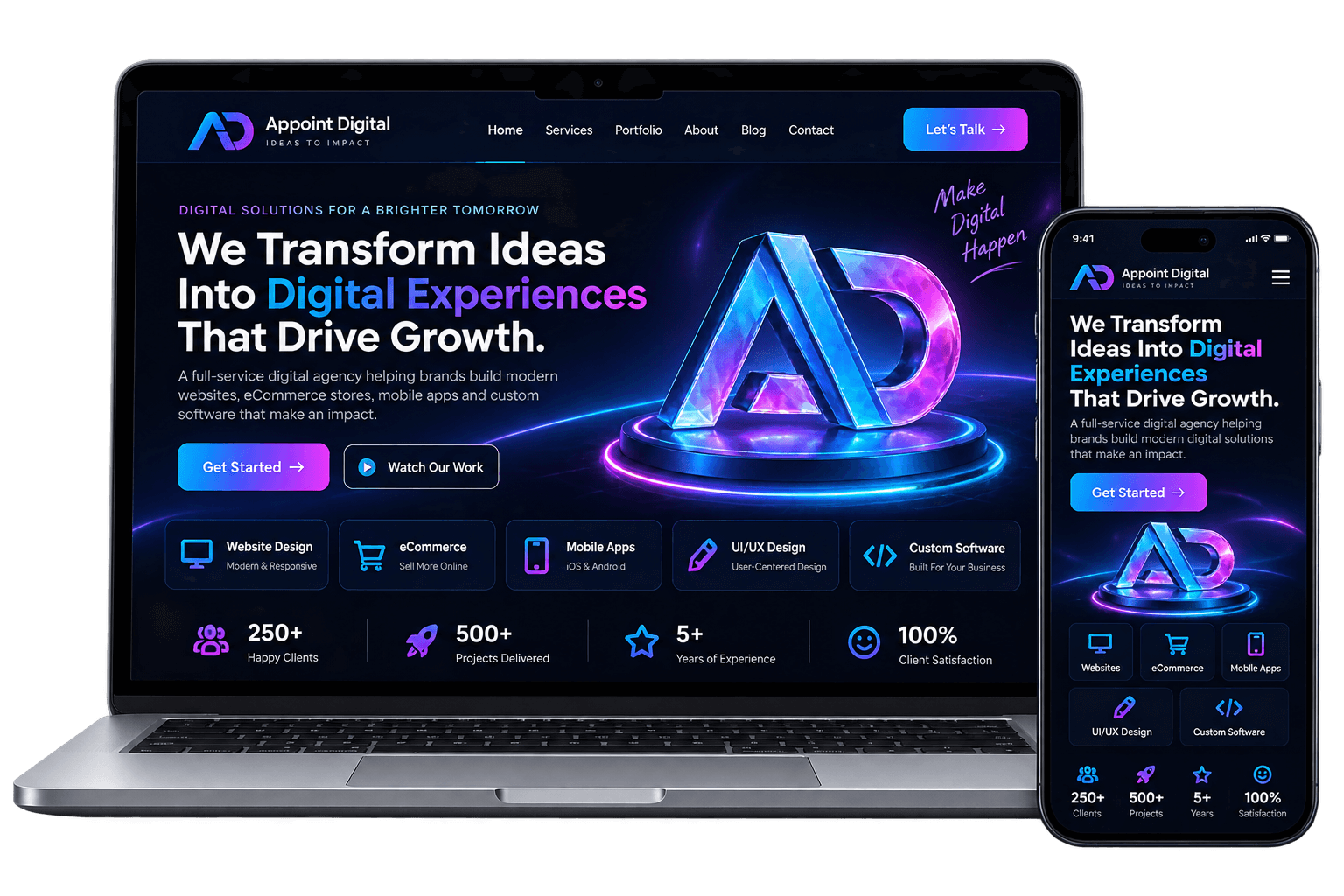 Appoint Digital neon device mockup