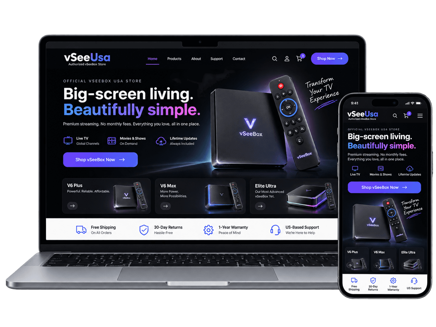 vSeeUSA streaming store mockup